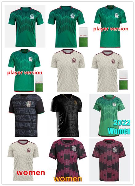 

2022 mexico soccer jersey world cups home away 22 23 chicharito lozano dos santos football shirt kids kit women men sets uniforms fans playe, Black;yellow