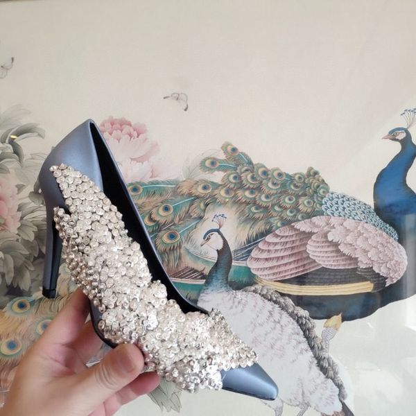 

2022 classic high heeled dress shoes sandals gladiator leather summer women fine heel heels fashion letter cloth lady webbing pointed size35, Black