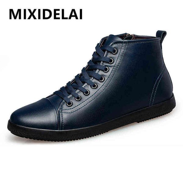 

boot brand winter men warm plush snow outdoor comfortable shoe lace up autumn ' ankle motorcycle 220805, Black