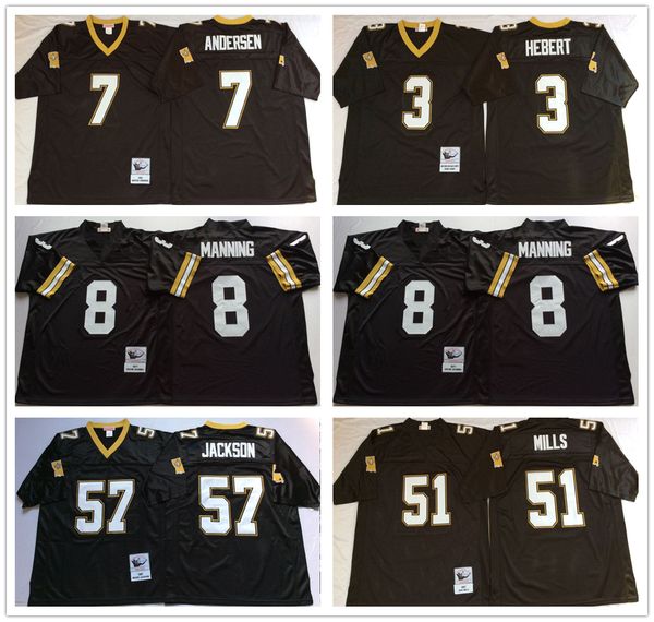 

ncaa 75th vintage football jerseys 3 bobby hebert 7 morten andersen 8 archie manning 51 sam mills 57 rickey jackson 37 gleason, Black;red