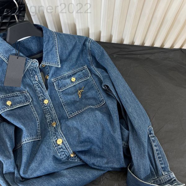 

women's knits & tees designer correct version s1p spring and autumn medieval jeans shirt with brooch high-end women's wear shenzhe, White