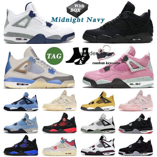 

with jumpman 4 4s iv men women designer basketball shoes big size us 13 midnight navy sb bred cactus jack black cat blue thunder sail