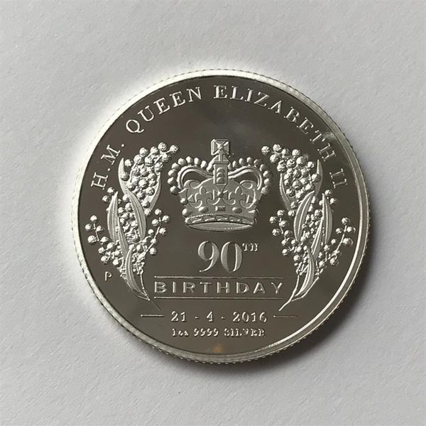 

10 pcs non magnetic 2016 the 90th birthday of elizabeth ii queen silver plated 1 oz 32 6 mm collectible decoration souvenir coin258g