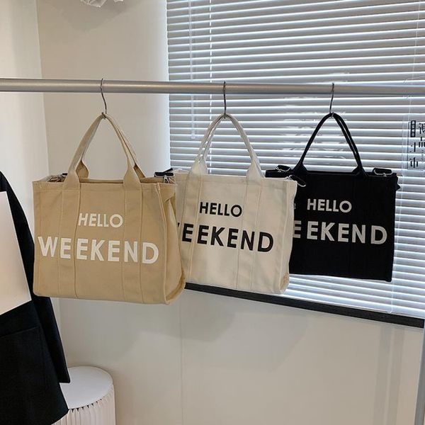 

crossbody hand-held canvas bag women's one-shoulder letter simple casual large-capacity fashion women's bags