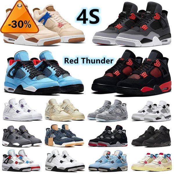 

4 4s mens basketball shoes red thunder royalty bred black cat cool grey lightning university blue shimmer white oreo infrared men women