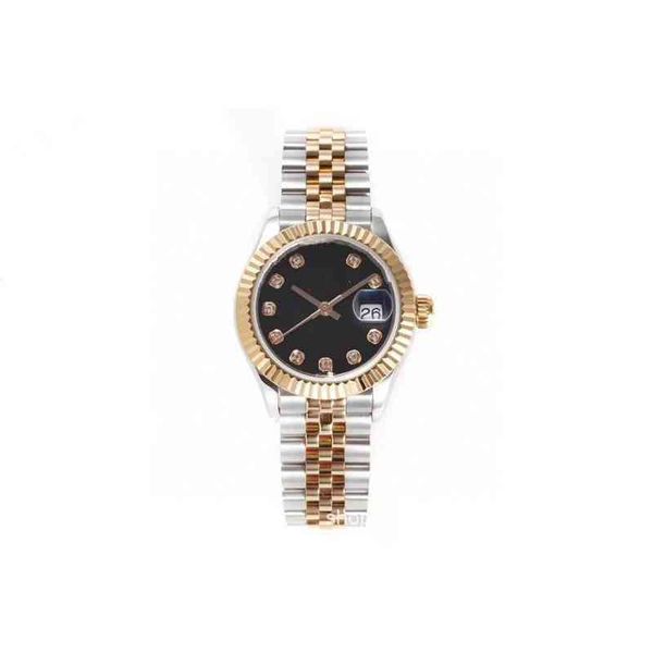 

watch r olex lao family 28mm log type mechanical automatic women's single calendar waterproof fashion fine steel strap watch, Slivery;brown