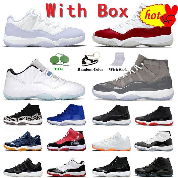 

with box jumpman 11 11s basketball shoes mens womens cherry xi designer animal instinct cool grey high sports sneakers low legend blue space, Black
