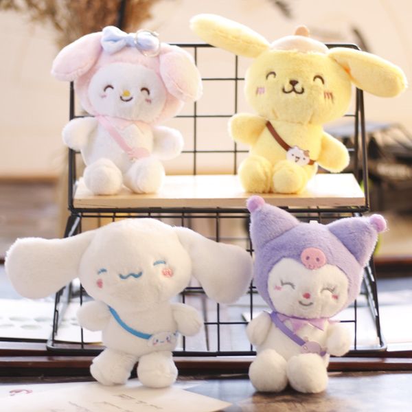

12cm kawaii keychain plush pendant anime stuffed animals cute cinnamoroll plushy my melody plushie keychains gift toy kid