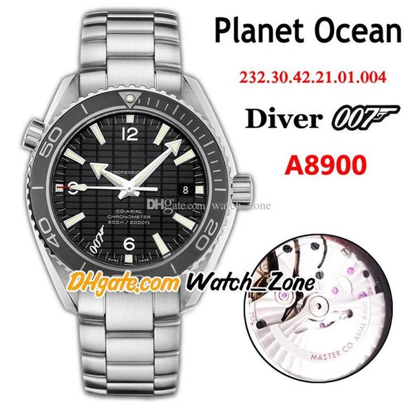 

42mm diver 600m a8900 automatic mens watch 007 ceramic bezel black texture dial stainless steel bracelet watches 232 30 42 21 01 0275d, Slivery;brown