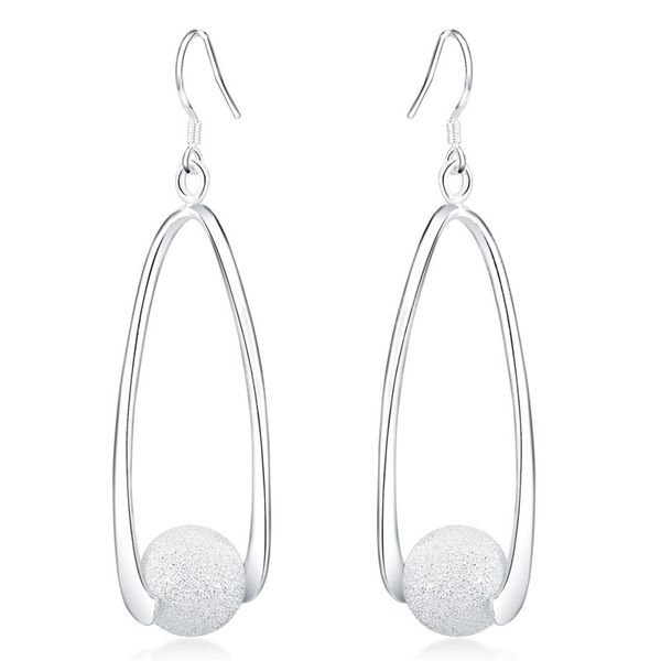 

fashion jewelry 925 silver color dangle earrings temperament women fine frosted beads earrings christmas gifts