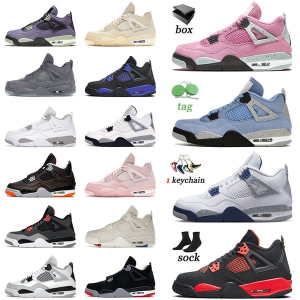 

authentic og jumpman 4 4s iv basketball shoes university blue midnight navy red thunder craft kaws grey shimmer men women trainers sneakers