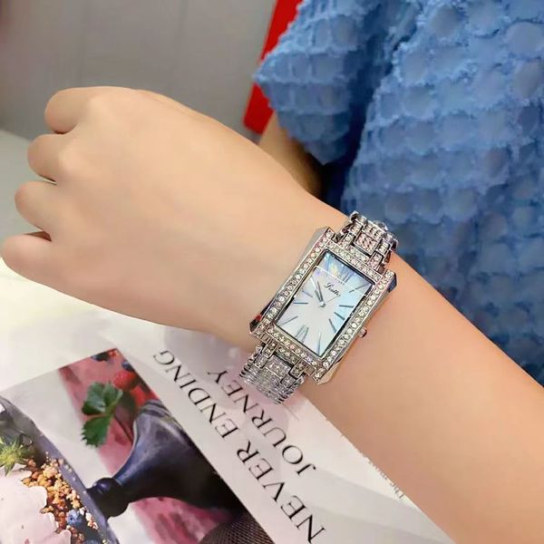 

luxury womens watches designer 2022 all-match fashion ladies watch diamond rectangular quartz waterproof women watch strip nail tide htgth, Slivery;golden