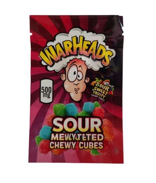 

500mg bag selling fruity chewy cubes warheads package bags
