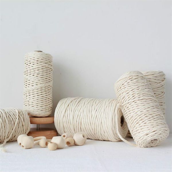 

hand-knitted macrame cord home decoration accessories 3mm 4mm twine cotton rope creative arts and craftsdiy chinese knot cord2627, Black;white