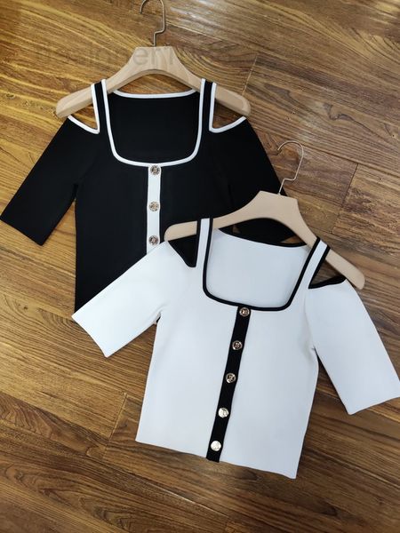 

women's sweaters designer 2022 balman knitted slim sling ice silk bottomed sweater luxury sweater short high waist 7e30, White;black