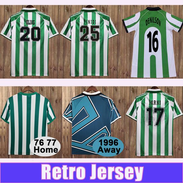 

1995 1997 1998 denilson olias finidi mens retro soccer jerseys home grenn white football shirt short sleeve uniforms, Black;yellow