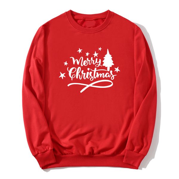 

2022 christmas trend street women's pullover sweatshirt christmas tree print fashion round neck long sleeve sports sweater, Black