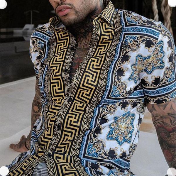 

men shirt t shirts plus sizes designer casual vintage button down short sleeve summer hawaiian tees skinny fit various patter296s, White;black