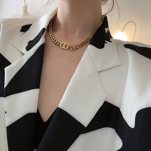 

cuban link chain for men women gold necklace chains brandjewelry luxury designer necklace simple letter c engagement gift party anniversary, Silver