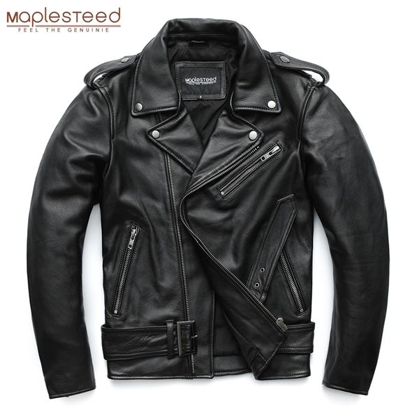 

maplesteed classical motorcycle s men leather 100% natural cowhide thick moto jacket winter sleeve 6167cm 6xl m192 220811, Black;brown