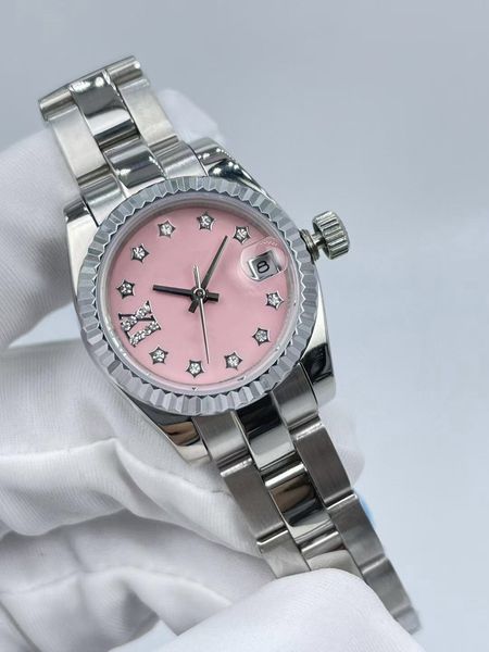

women designer watches 26mm diamonds watch pink ladies automatic mechanical movement woman wirstwatch montre reloj, Slivery;golden