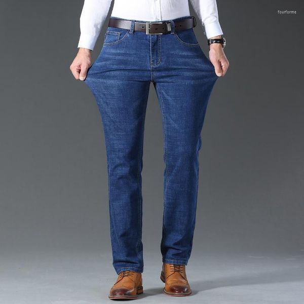 

men's jeans classic advanced stretch men 2022 style business fashion denim slim fit jean trousers male brand pants, Blue