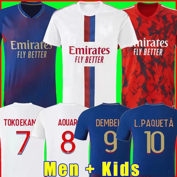 

ol 22 23 lyon maillot de foot soccer jersey aouar cherki dembele traore toko ekambi kadewer 2022 2023 lyonnais fourth football shirts men ki, Black;yellow