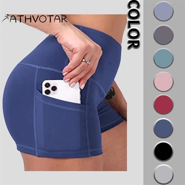 

athvotar summer shorts women high waist hip lift running nudity gym short sport quick dry tights yoga clothing 220811, White;black