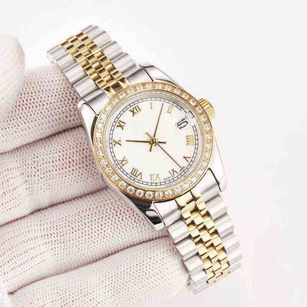 

huiya06 watch automatic mechanical watch 41/36/31/28mm mens watchet diamond bezel waterproof watchs montre de luxe dropshipping white dial b, Slivery;brown