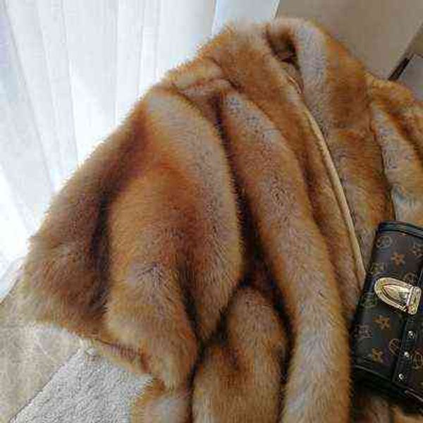 

meshare autumn and winter new thick loose red fur coat t220810, Black