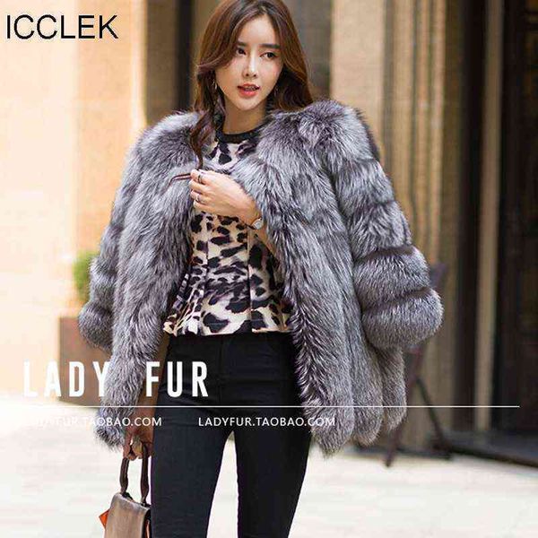 

icclek luxury fur grass women's coat 2016 new medium and long fur coat special price t220810, Black