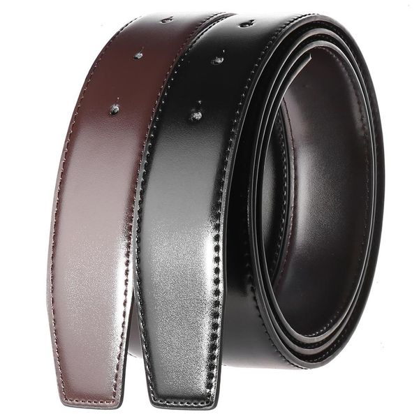 

3.4cm wide double-sided cow reversible leather pin buckle belt without for men personality with holes, Black;brown