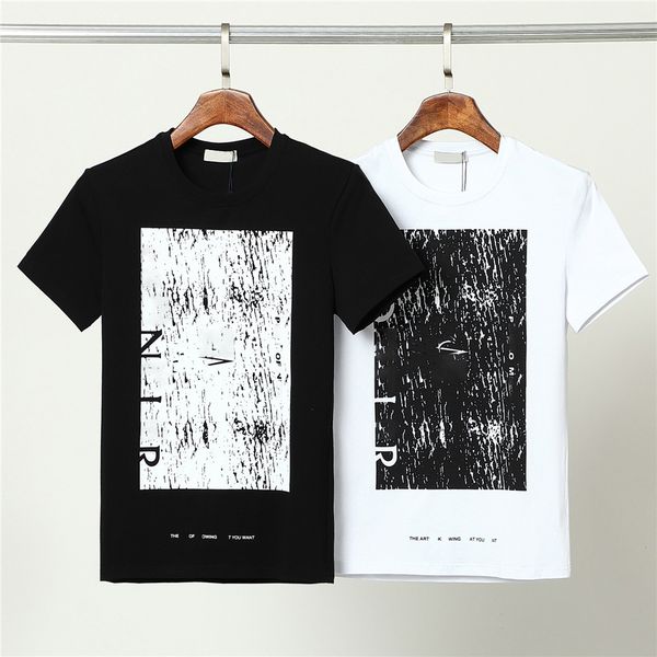 

men's tee black and white summer round neck print luxury fashion classic word designer grade t-shirt cotton breathable sweat absorbable, White;black