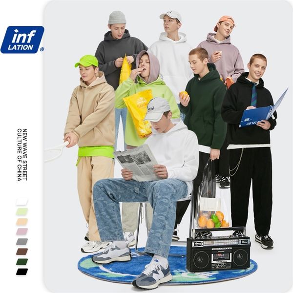 

inflation men's comfy pure hoodies spring fleece oversized hooded sweatshirt men hip hop hoodie for men classic hoody 169w 220811, Black