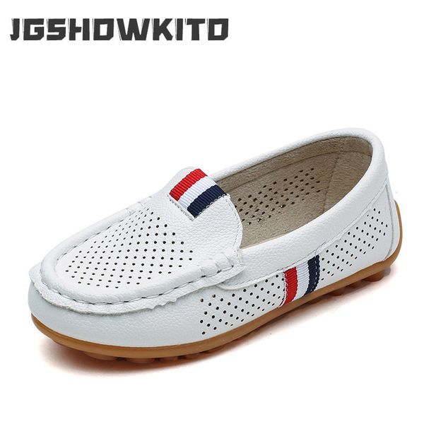 

jgshowkito boys shoes fashion soft flat loafers for toddler boy big kids sneakers children flats breathable moccasin cut outs 220811, Black;red