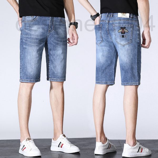 

men's jeans designer 2022 summer shorts men's fashion embroidered pants elastic light luxury european casual 7hff, Blue