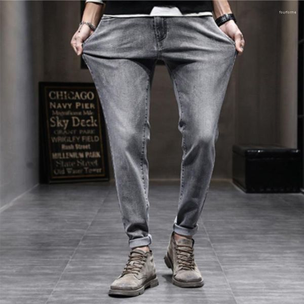 

men's jeans spring and autumn straight leg slim pants, Blue