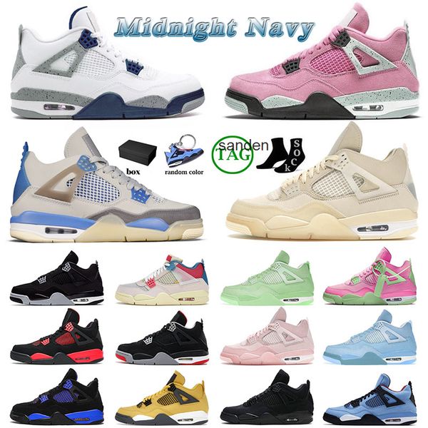 

with jumpman 4 4s iv mens womens basketball shoes sb bred sail pink midnight navy blue thunder military black cats cactus jack sneakers