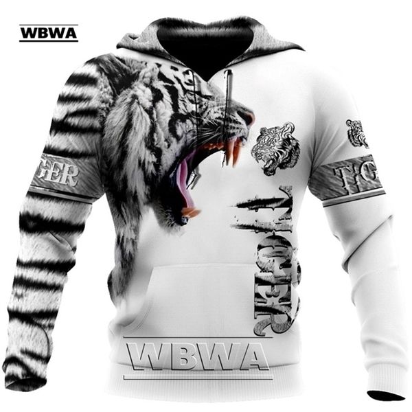 

brand fashion autumn lion hoodies white tiger skin 3d all over printed mens sweatshirt zip pullover casual jacket 220811, Black