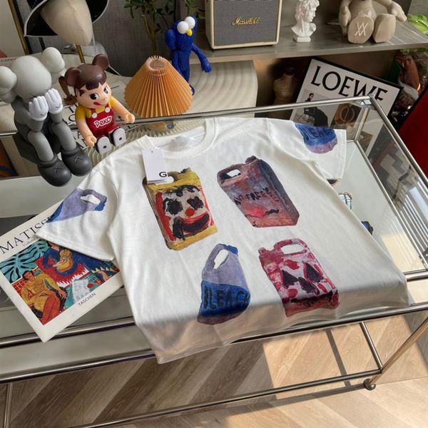 

2022ss spring and summer new high grade cotton printing short sleeve round neck panel t-shirt size m-l-xl--xxxl color black w312f, Black;brown