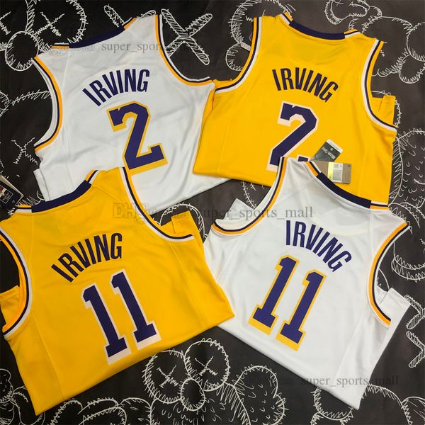 

printed basketball jerseys #2 #11 irving jersey white yellow, Black;red