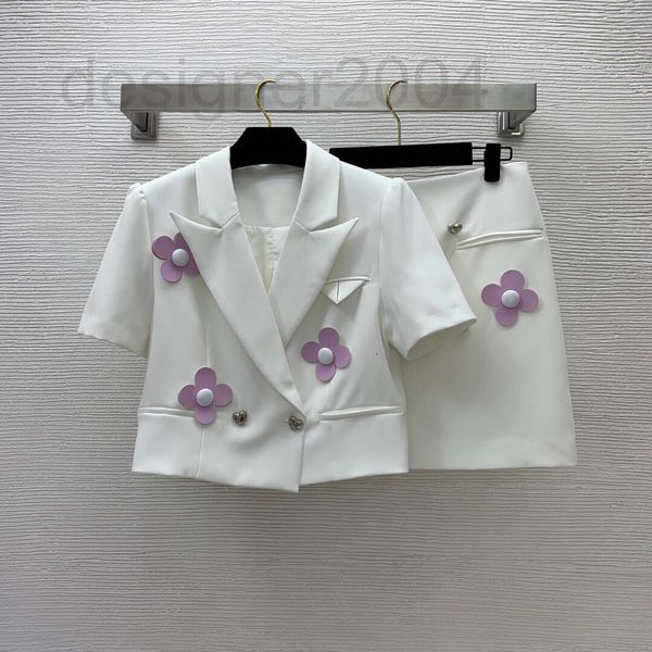 

casual dresses designer 2022 new set three-dimensional flower decoration short with high waist and thin a-shaped skirt two sets r7nh, Black;gray