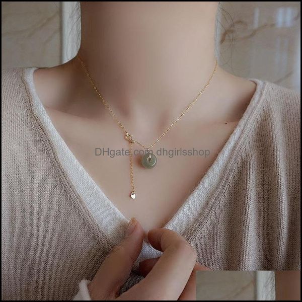 

pendant necklaces pendants jewelry siology 925 sterling sier hetian round jade lucky button luxury necklace fo dhwrc, Silver