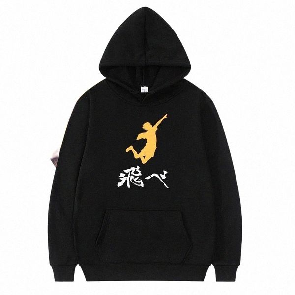 

men's hoodies & sweatshirts japanese animation hoodie and women's harajuku sweatshirt karasuno high school pullover sportswear h8k, Black