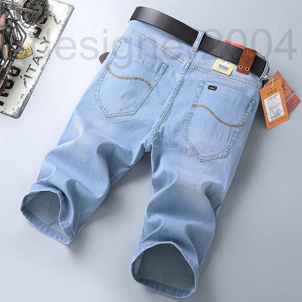 

men's jeans designer sulee summer denim shorts men's elastic slim fit light color young capris half cut 5-point medium pants thin, Blue