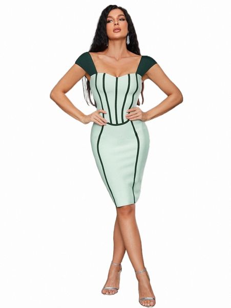 

square neck contrast stitch bodycon dress p07f#, Black;gray