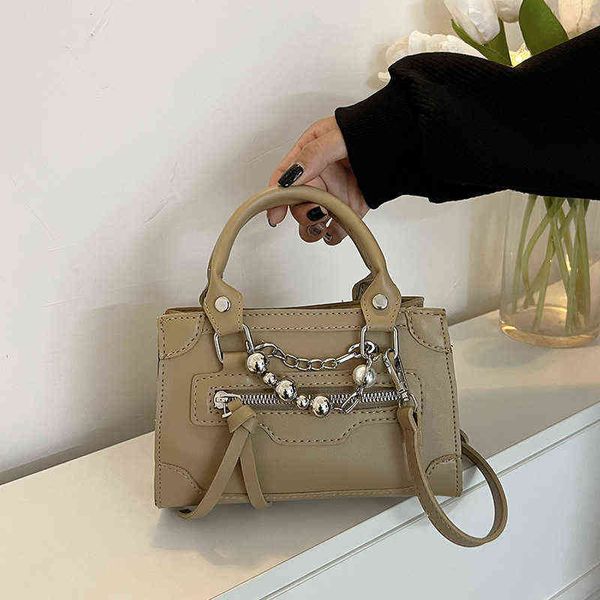 

women's handbag 2022 autumn and winter new style design embroidered thread pearl chain portable small square bag purses