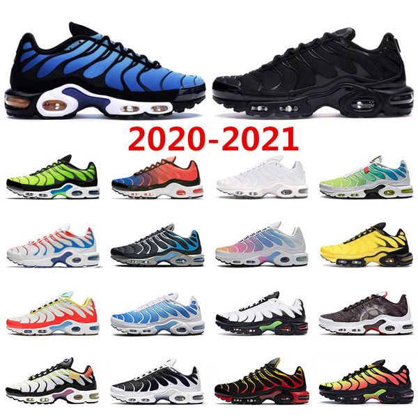 

2020 tn plus men women running shoes triple black white rainbow hyper blue super
