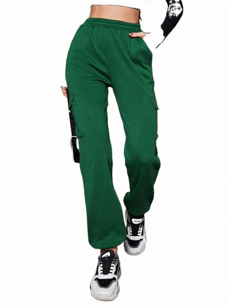 

elastic waist flap pocket sweatpants p3qq#, Black;white