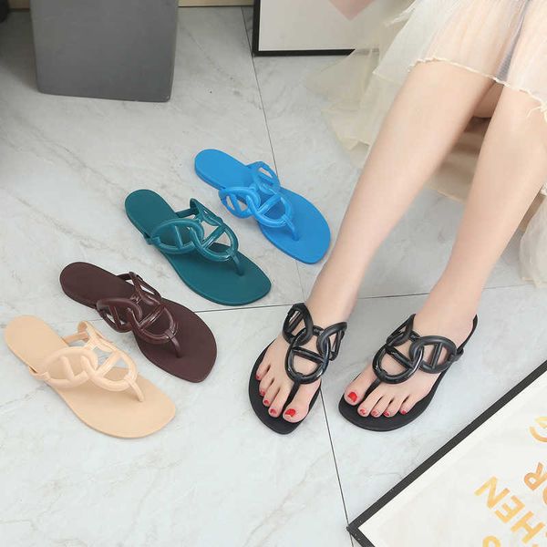 

7 pairs/ups women lady 36-41 sizes jelly sandals flat slippers beach slides designer thong flip flops in the loop slip on slider shoes party, Black